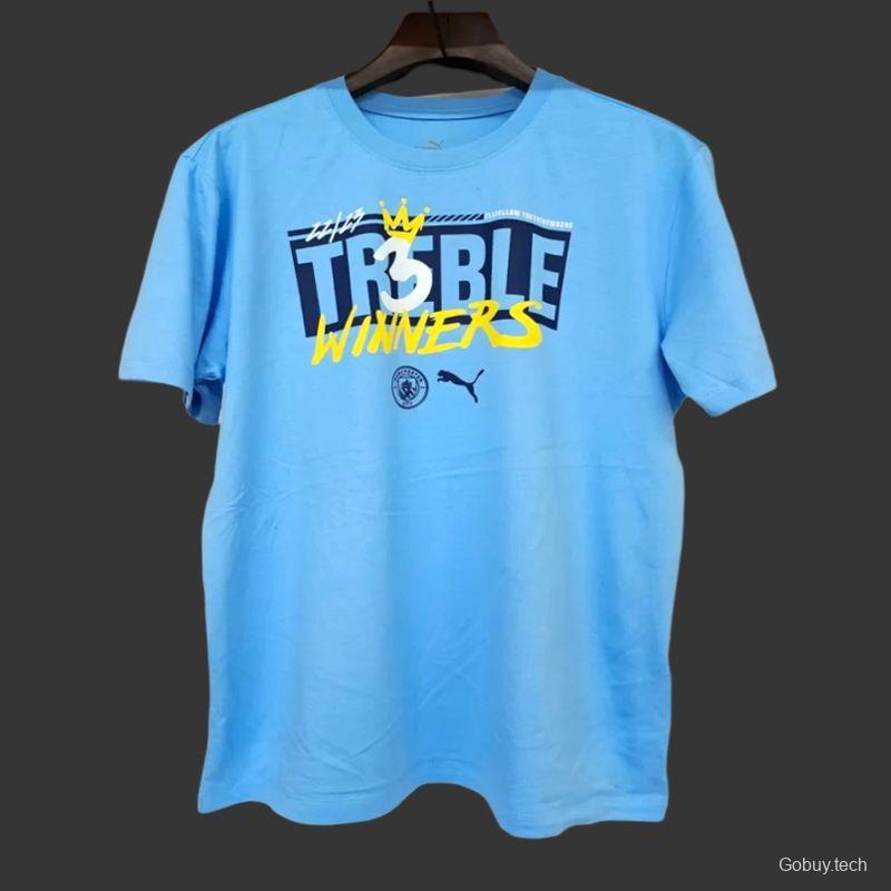 23/24 Manchester City Blue 3 Treble Winners Jersey