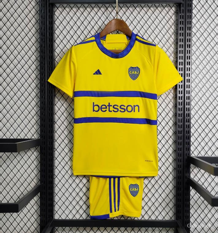 23/24 Kids Boca Juniors Away Yellow Jersey